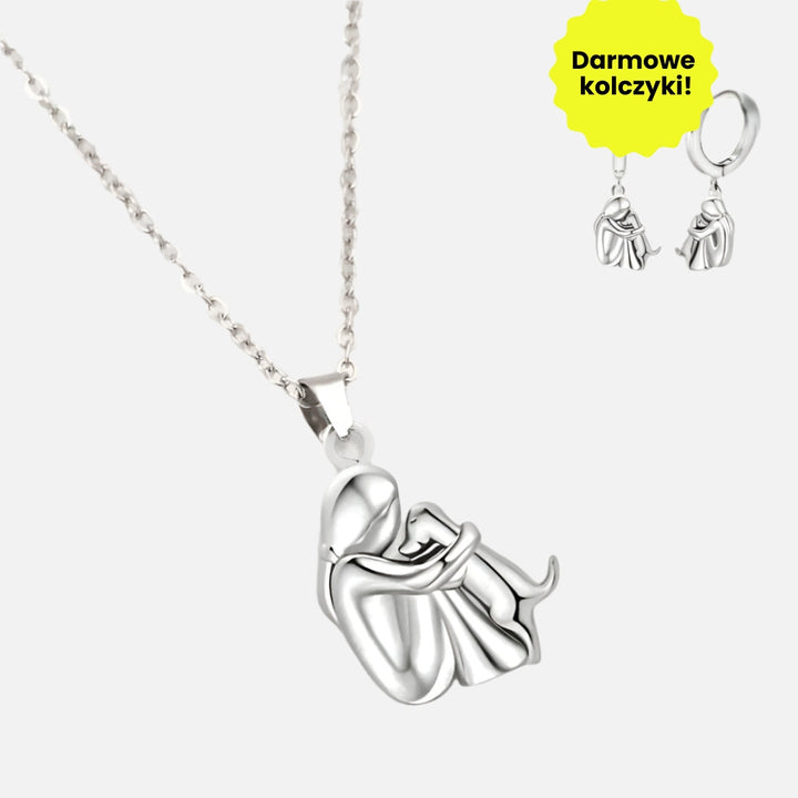 Naszyjnik z wisiorkiem w kształcie uścisku + kolczyki w zestawie – oferta limitowana