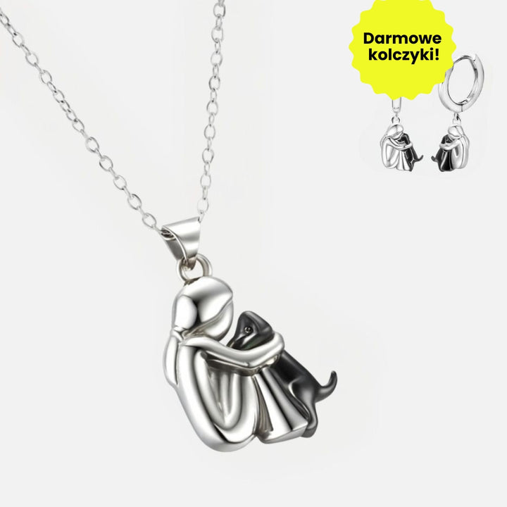Naszyjnik z wisiorkiem w kształcie uścisku + kolczyki w zestawie – oferta limitowana