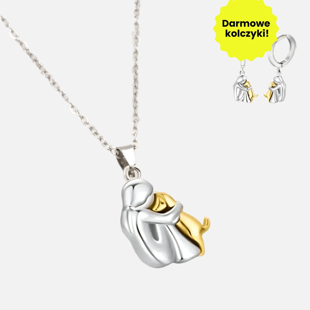 Naszyjnik z wisiorkiem w kształcie uścisku + kolczyki w zestawie – oferta limitowana