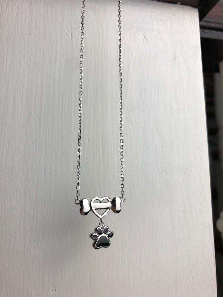 Dainty Dog Paw Necklace in Stainless Steel