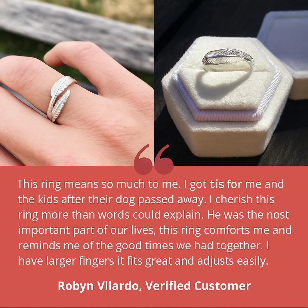 Piórko od anioła – regulowany pierścionek pamiątkowy