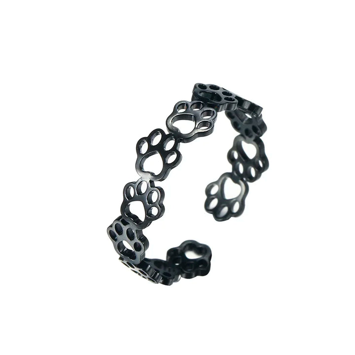 Regulowany pierścionek z odciskiem łapki – wykonany ze stali nierdzewnej