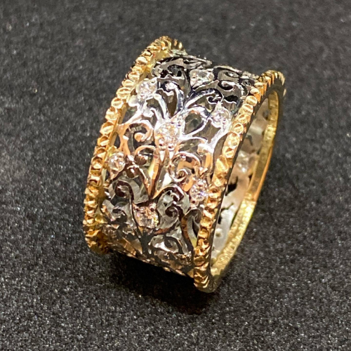 Maria™ | Vintage pierścionek z cyrkonią i motywem bluszczu