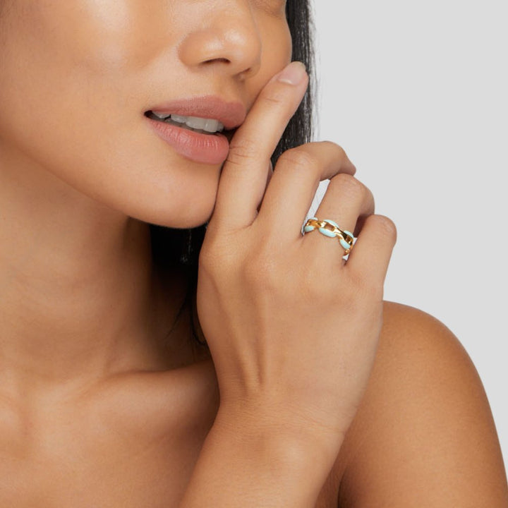 Maria™ | Niebieski pierścionek łańcuszkowy