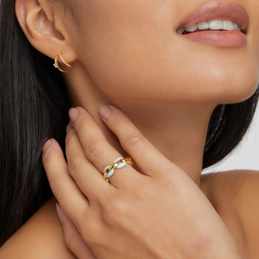 Maria™ | Niebieski pierścionek łańcuszkowy