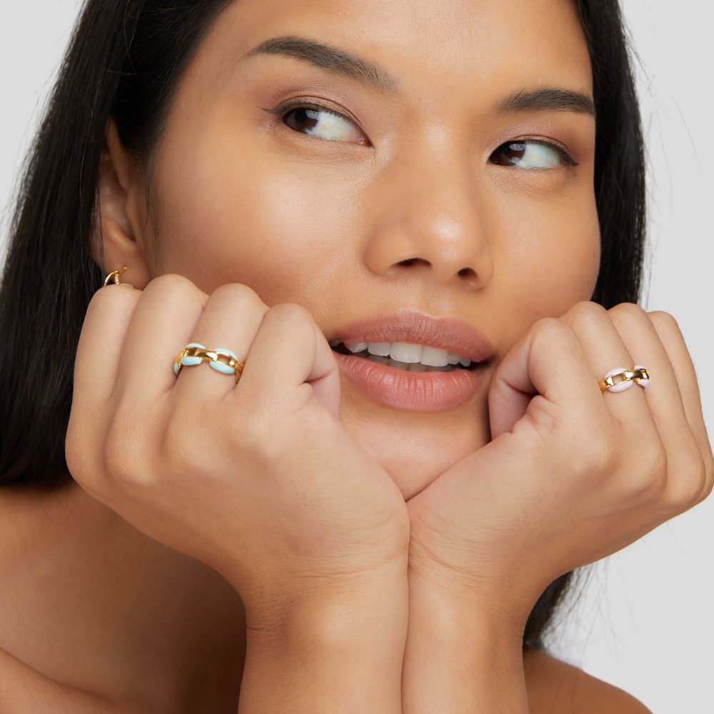 Maria™ | Niebieski pierścionek łańcuszkowy