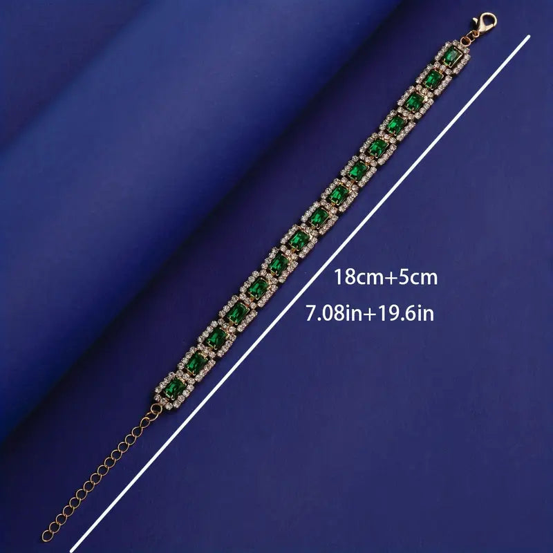 Maria™ | Złota bransoletka z zielonym akcentem Emerald