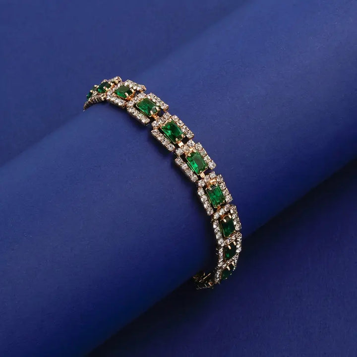 Maria™ | Złota bransoletka z zielonym akcentem Emerald
