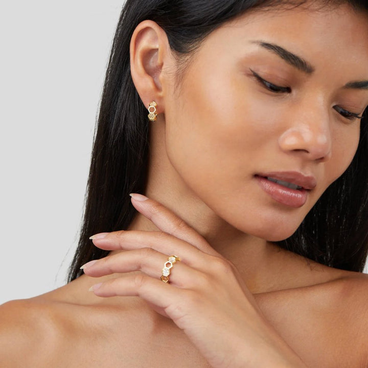 Maria™ | Złoty pierścionek z kryształem