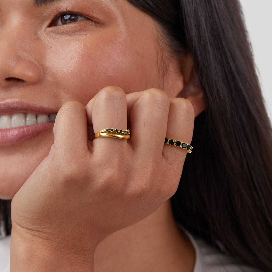 Maria™ | Warstwowy pierścionek w szmaragdowej zieleni